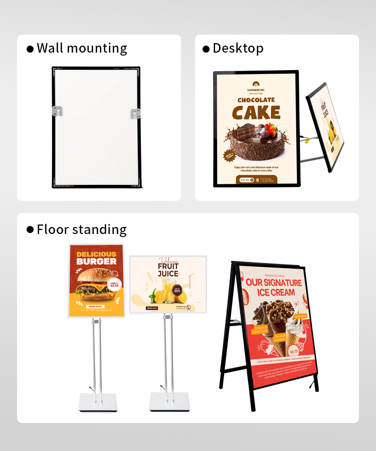 LED slim light box poster frame installation