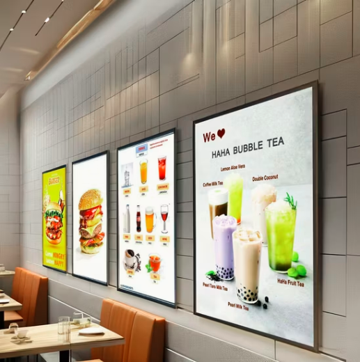 Ultra-Slim Aluminum Profile A4 Size Backlit LED Lightbox Tempered Glass Menu Frame with LED Banner Display for Advertising