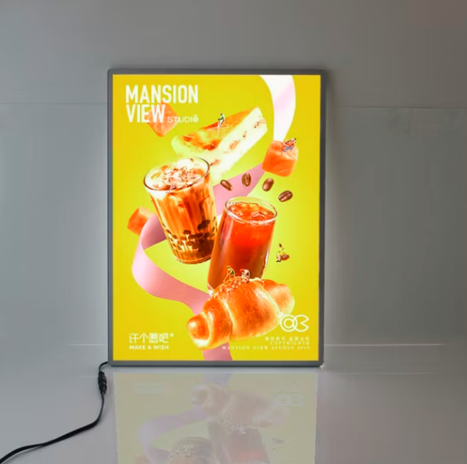 Ultra-Slim Aluminum Profile A4 Size Backlit LED Lightbox Tempered Glass Menu Frame with LED Banner Display for Advertising