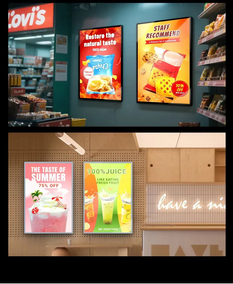 Custom LED Menu Board Pattern Ultra Slim Aluminum Frame Tempered Glass Advertising Light Boxes Outdoor Use Easy Hanging 12V