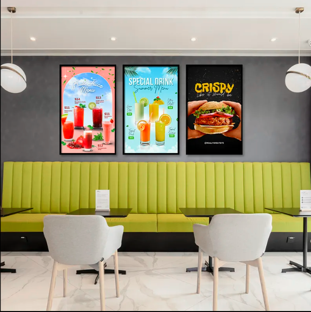 Business Sign Slim Light Box Advertising Board Poster Frame LED Backlit Menu Board Displays Light Box for Restaurant and Milktea Shop