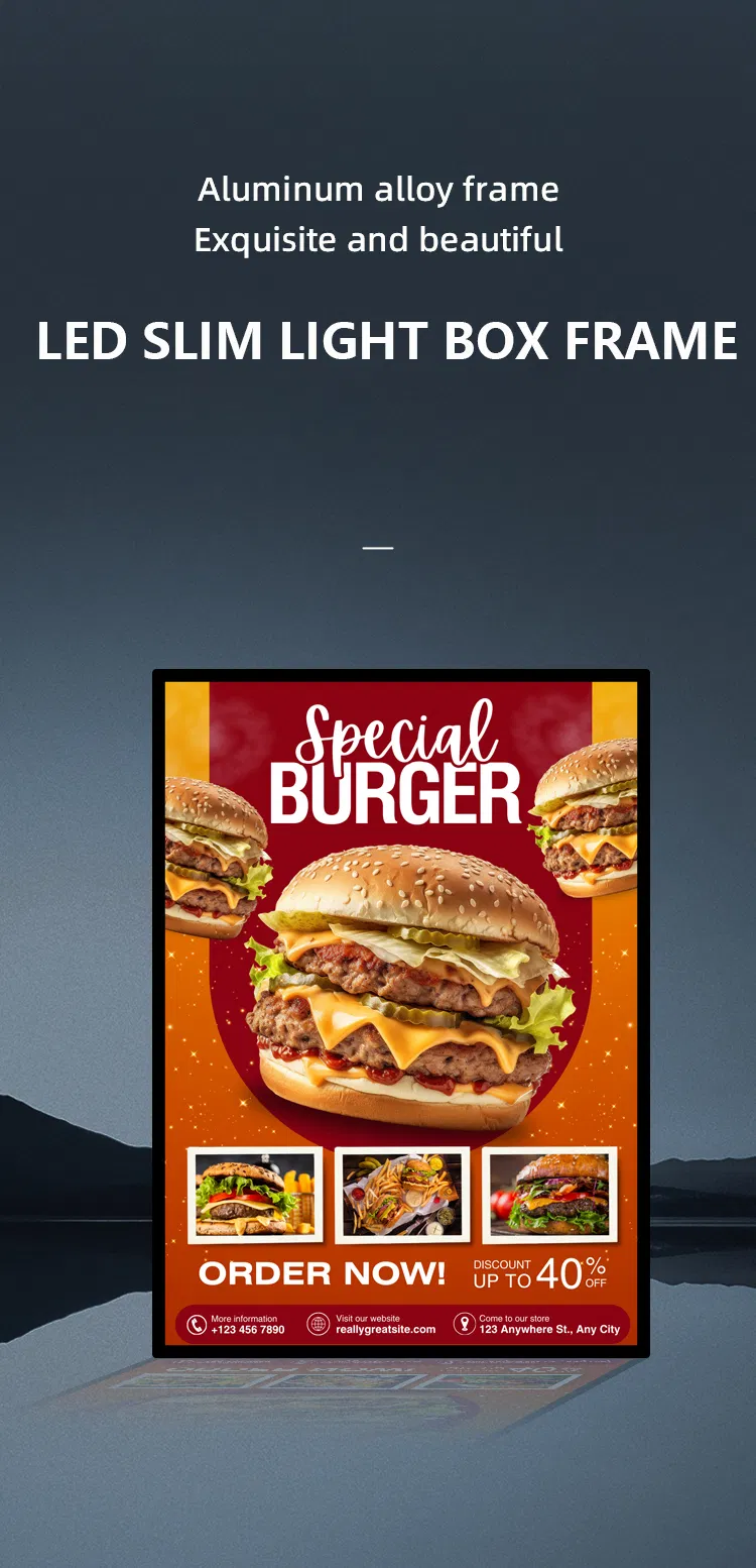 Custom LED Sign Board LED Restaurant Menu Light Box for Shops and Cafes